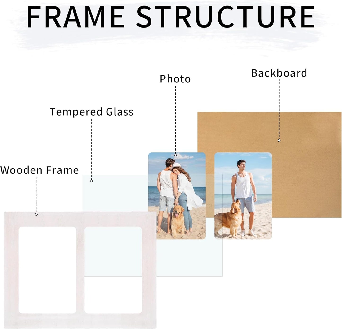 YESKAY 4x6 Picture Frame Collage for Wall Decor, Multiple Photo Collage Frames with Tempered Glass, 7-Opening for 4 x 6 Picture Frames, Rustic Brown, 1 Pack