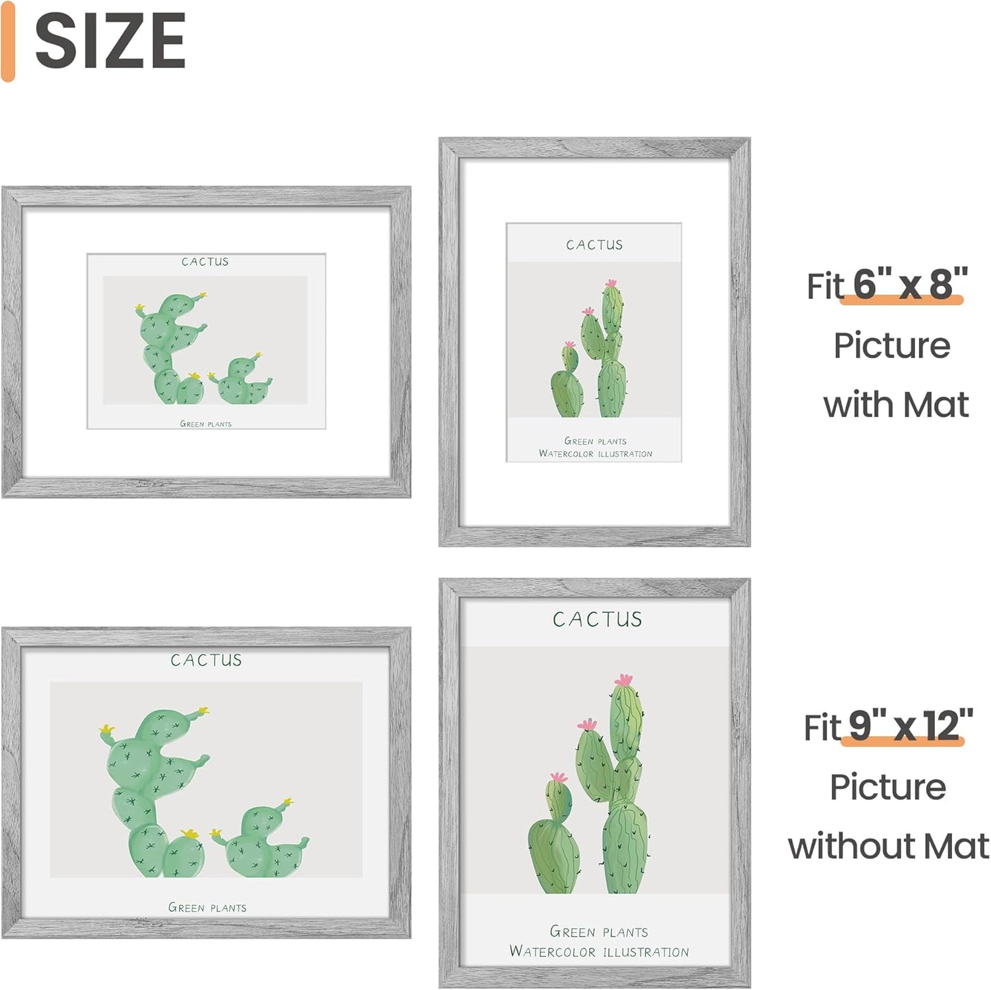 upsimples 8x10 Picture Frame, Display Pictures 5x7 with Mat or 8x10 Without Mat, Wall Hanging Photo Frame, Black, 1 Pack - Colors B