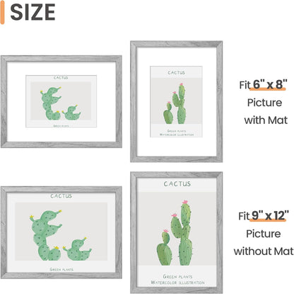upsimples 8x10 Picture Frame, Display Pictures 5x7 with Mat or 8x10 Without Mat, Wall Hanging Photo Frame, Black, 1 Pack - Colors B