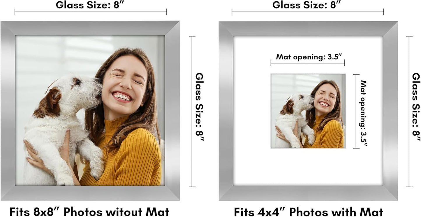 Americanflat 8x10 Picture Frame with Shatter-Resistant Glass - Use as 5x7 Frame with Mat or Display 8x10 Photo Without Mat - Signature Collection - Picture Frames for Tabletop and Wall Display - Black