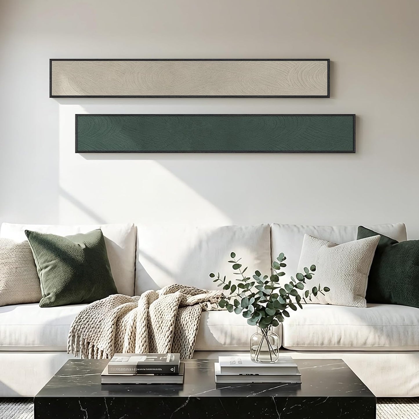 Long Narrow Framed Neutral Abstract Vertical Wall Art Set, 2 Piece Modern Canvas Prints Paintings Artwork for Walls, Beige and Brown Minimalist Pictures for Hallway Entryway Living Room Bedroom Decor