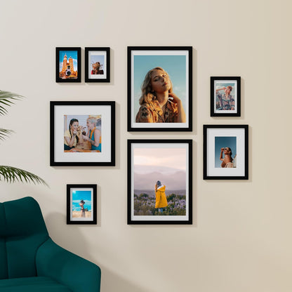 Vittanly 11x14 Picture Frame, Display Pictures 8x10 with Mat or 11x14 without Mat, Photo Frame for Wall Mounting, Black, 1 Pack - Colors A