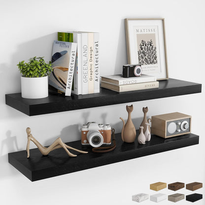 RICHFOCUS 72Inch Floating Shelves for Wall 2 Pack Shelves for Bedroom|Kitchen|Bathroom Wall Mounted Rustic Wood Floating Shelf with Invisible Brackets for Books|Storage|Decor, Rustic Brown