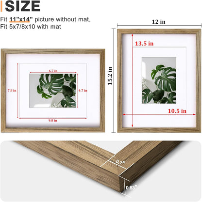 Egofine 12x16 Picture Frame Black, Covered by Plexiglass Made of Solid Wood, Display Pictures 9x12 and 11x14 with Mat or 12x16 Without Mat, for Wall Mounting Photo Frame - Colors A