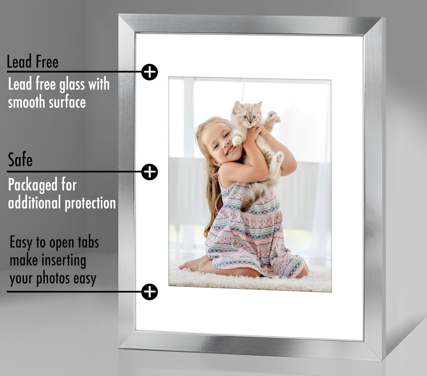 Americanflat 8x10 Picture Frame with Shatter-Resistant Glass - Use as 5x7 Frame with Mat or Display 8x10 Photo Without Mat - Signature Collection - Picture Frames for Tabletop and Wall Display - Black