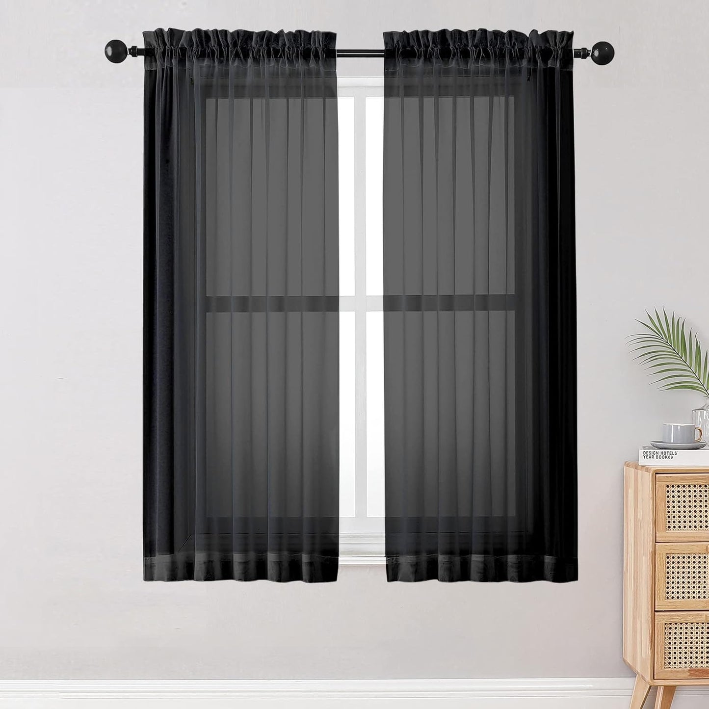 OWENIE Sheer Curtains 84 inches Long 2 Panels Set for Living Room/Bedroom, Rod Pocket Voile Sheer Panel Drapes, White, 2pcs, Each 42" W x 84" L - Colors B