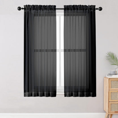 OWENIE Sheer Curtains 84 inches Long 2 Panels Set for Living Room/Bedroom, Rod Pocket Voile Sheer Panel Drapes, White, 2pcs, Each 42" W x 84" L - Colors B