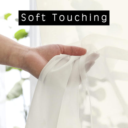 OWENIE Sheer Curtains 84 inches Long 2 Panels Set for Living Room/Bedroom, Rod Pocket Voile Sheer Panel Drapes, White, 2pcs, Each 42" W x 84" L - Colors B