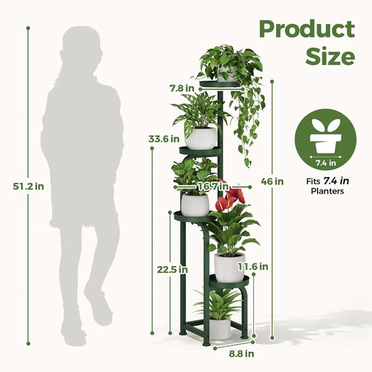Bamworld Tall Plant Stand Indoor Outdoor, Corner Metal Flower Pot Stands for Multiple Plants, 4 Tier Heavy Duty Plant Shelf for Patio Garden Balcony Living Room Bedroom(Patent Design)