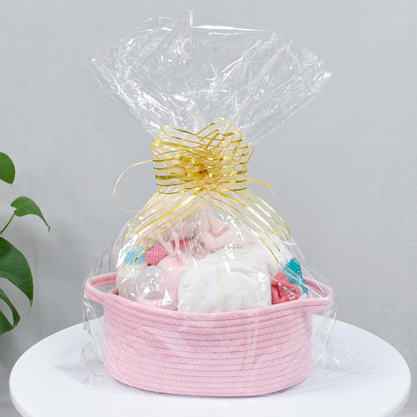 ABenkle Small Basket with Handles, Boho Decorative Rope Woven Dog Cat Toy Storage Bin Shelf Storage Organizer, Easter Christmas Gift Basket, 12"x8"x5", White