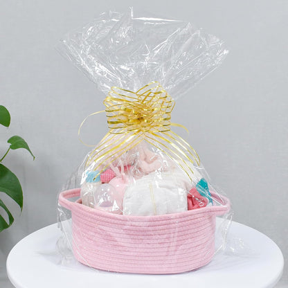 ABenkle Small Basket with Handles, Boho Decorative Rope Woven Dog Cat Toy Storage Bin Shelf Storage Organizer, Easter Christmas Gift Basket, 12"x8"x5", White