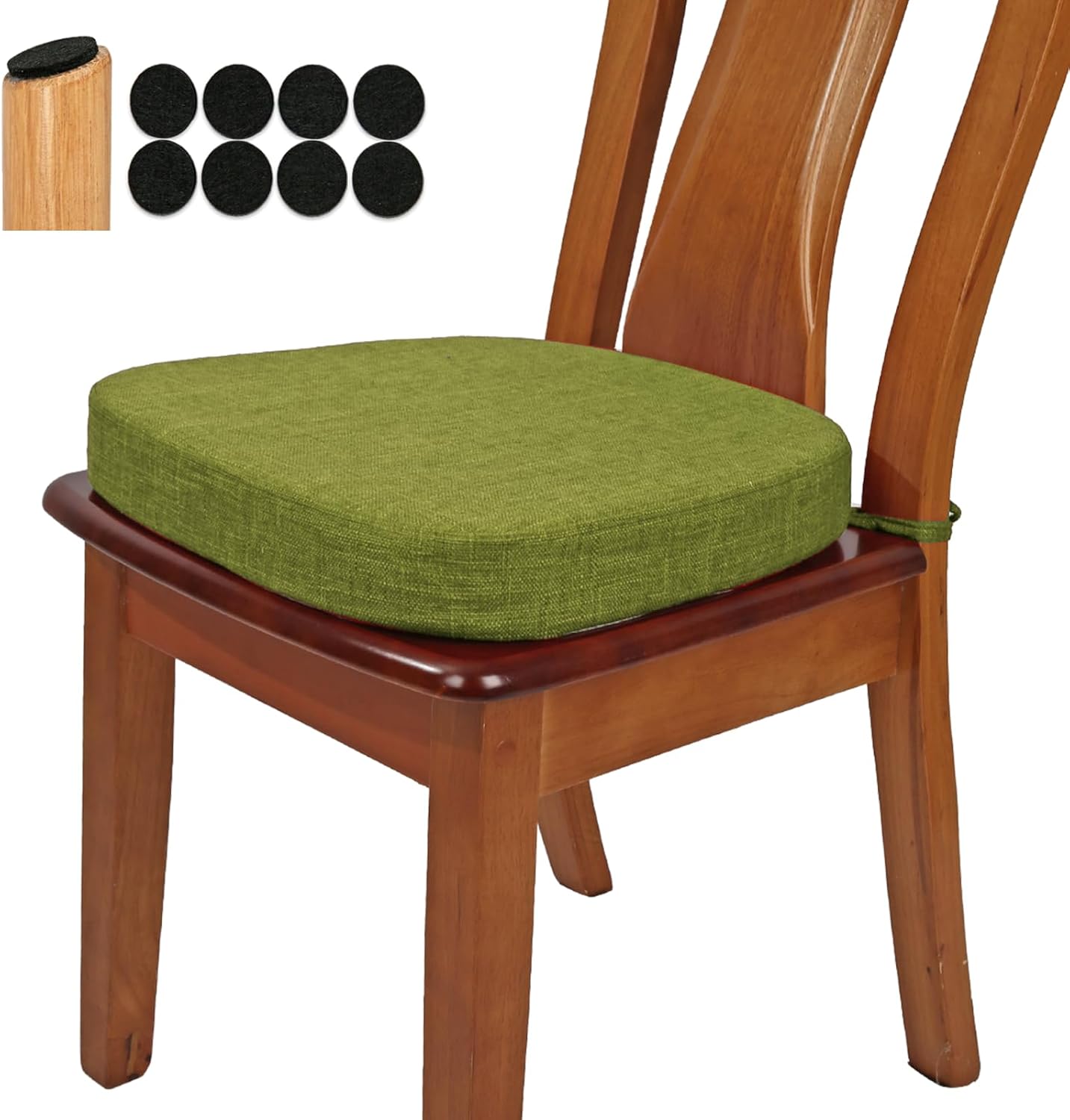 BUYUE Thickened 2.5" Friendly Woven Fabric Dining Chair Cushion, U-Shape High Density Foam Comfortable Chair Pad for Kitchen, Slip Resistant Indoor Seat Cushion (1 Piece, Dark Gray)