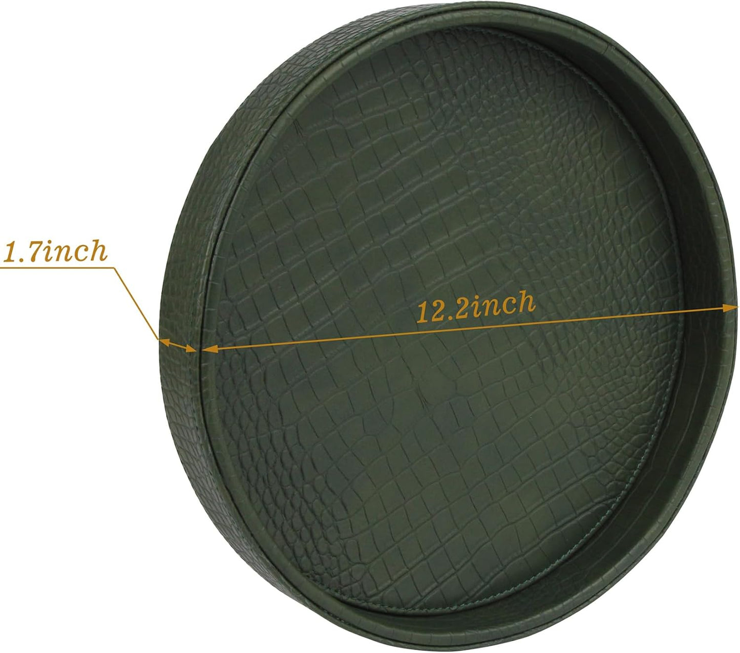 HofferRuffer Round Serving Tray 20'', Elegant Faux Leather Circle Ottoman Table Tray, Serve Tea Coffee Breakfast in Bedroom Living Room Kitchen (Brown)