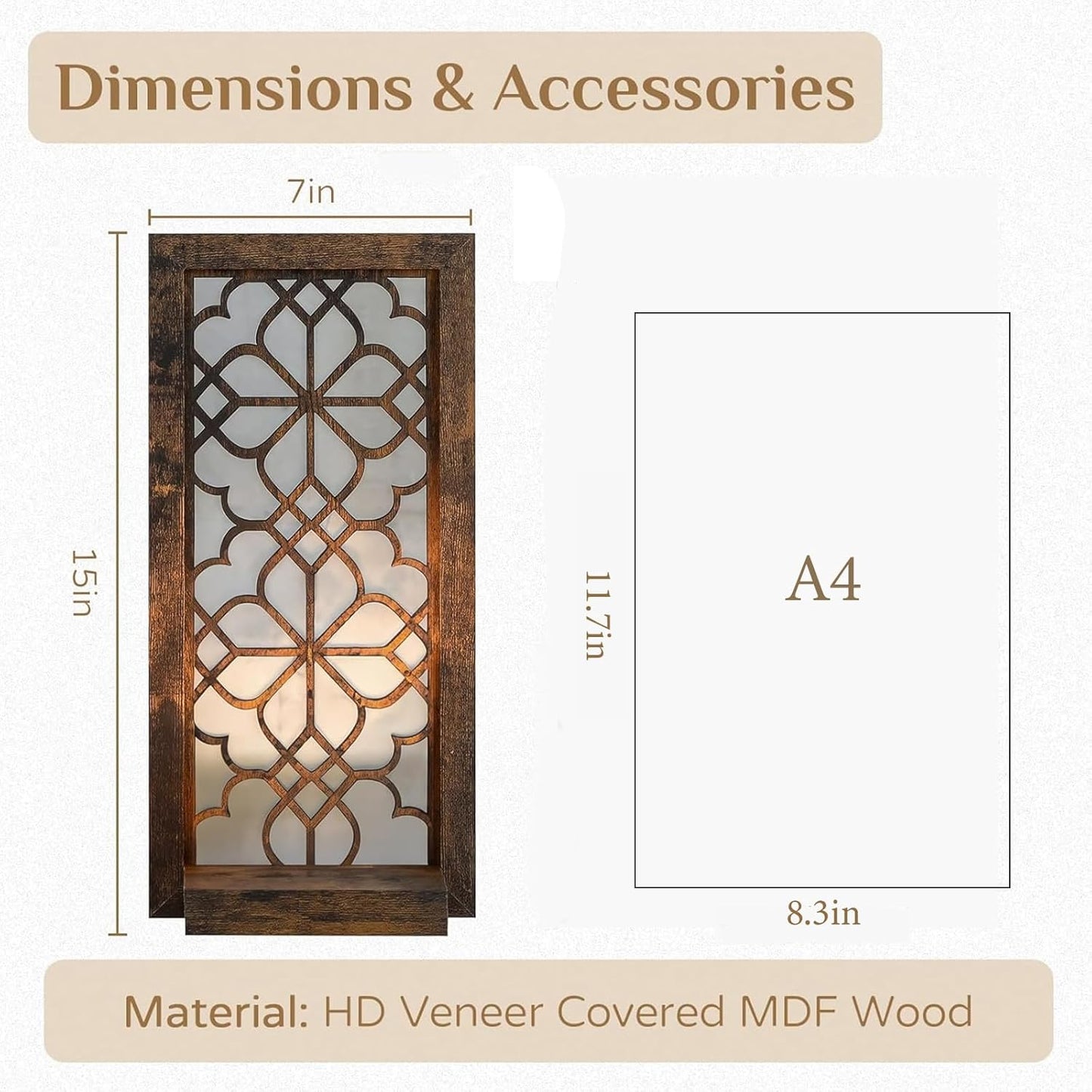 Farmhouse Wall Candle Holder Decor: Rustic Candle Sconces Set of Two for Pillar Candles - Brown Wooden Shelving for Fireplace Bathroom Hallway
