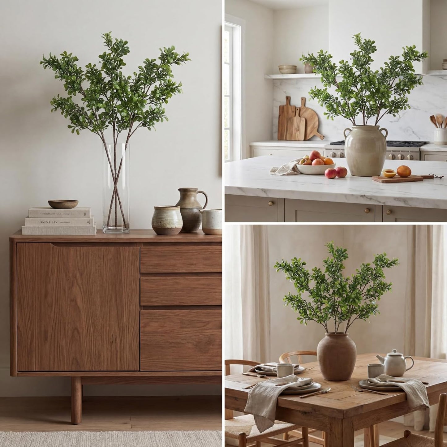 Yinder 3 Pack 27.7 Inch Artificial Eucalyptus Stems Realistic Fake Greenery Plants Eucalyptus Leaves Plant Branches Decorative for Vase Arrangements Home Farmhouse & Boho Decor Wedding Bouquets