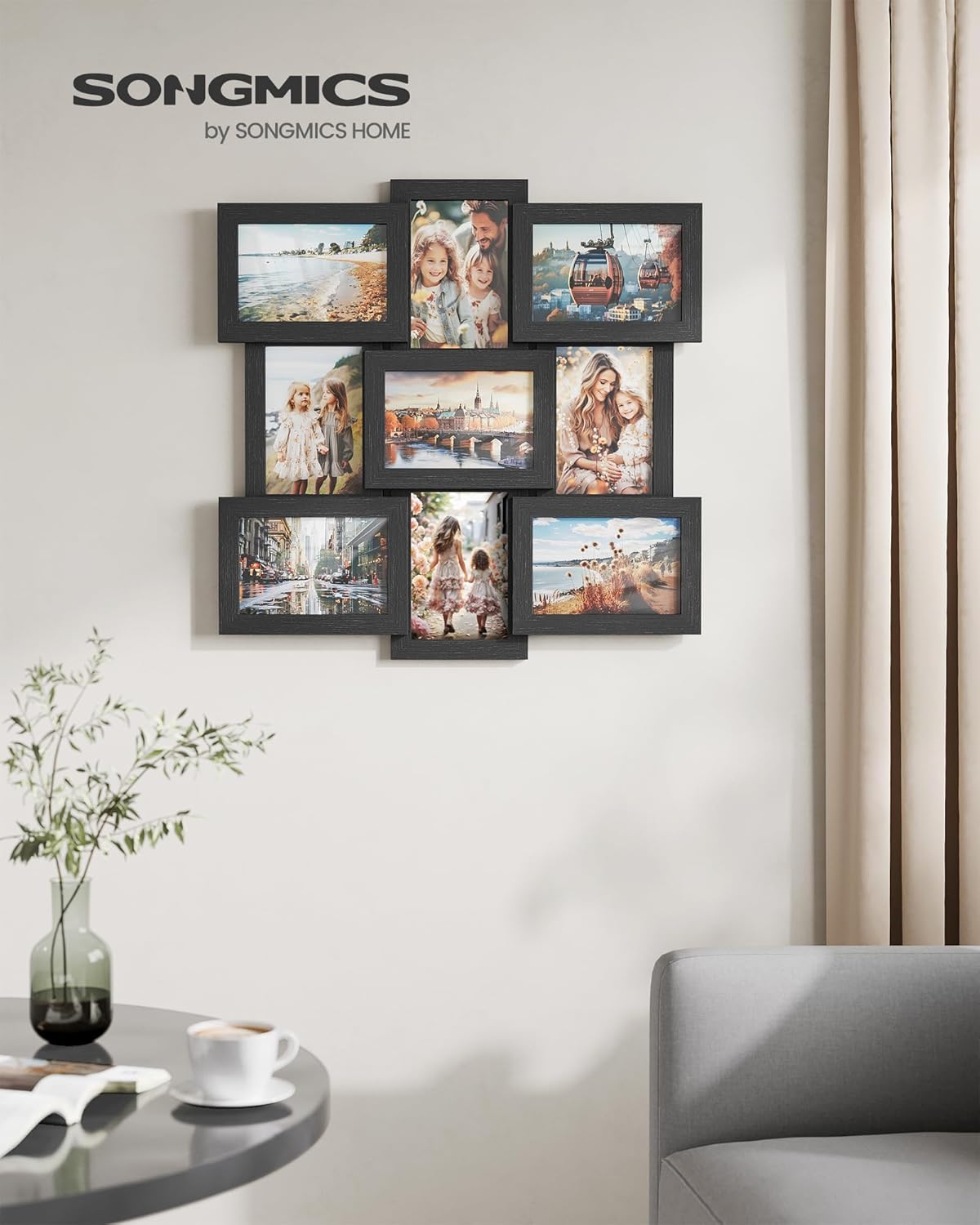 SONGMICS 4x6 Collage Picture Frames, 10-Pack Photo Collage Frame for Wall Decor, Glass Front, Assembly Required, Ink Black URPF20BK