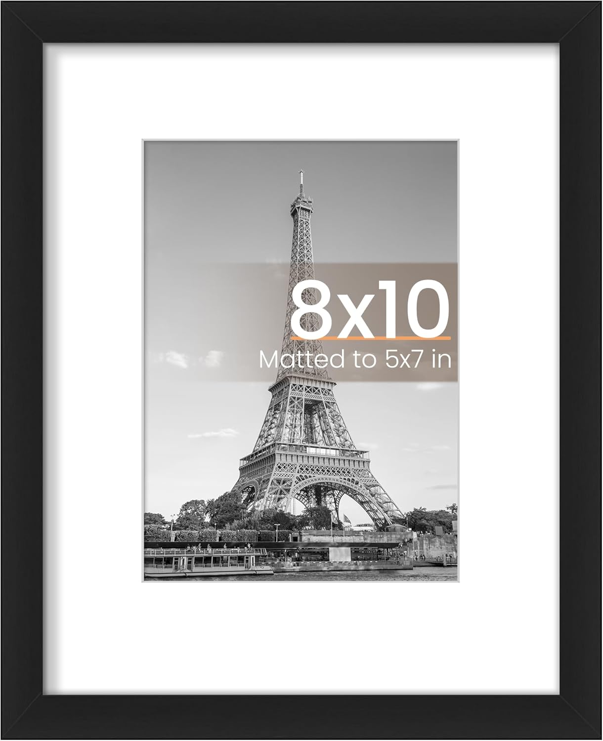 upsimples 8x10 Picture Frame, Display Pictures 5x7 with Mat or 8x10 Without Mat, Wall Hanging Photo Frame, Black, 1 Pack - Colors B