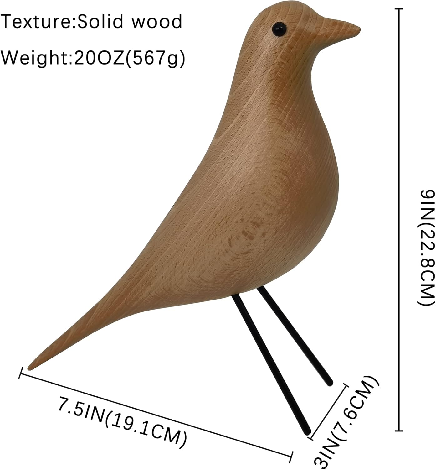 Mid Century Sculpture House Bird - Office Decor Desk Dove Ornament Arts Gift Replica (Yellow)