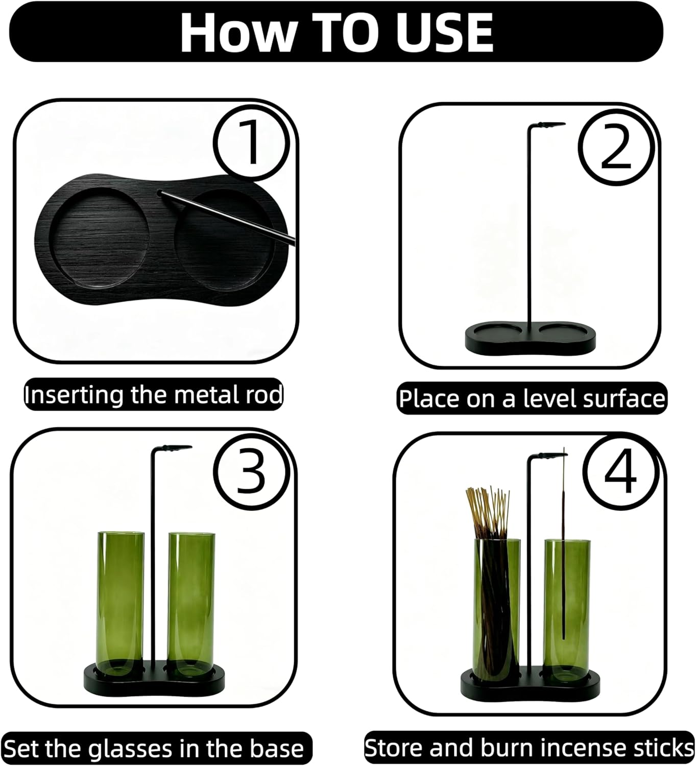 Incense Holder,2 in 1 Incense Sticks Burner Holder with Storage,Hang Upside Down Incense Holder for Sticks with Glass Ash Catcher for Meditation Yoga Spa Room Decor (Brown)