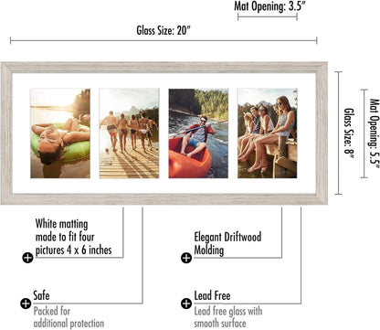 Americanflat 4x6 Collage Picture Frame with Shatter-Resistant Glass - Fits Five 4x6 Photos or Use as One 11x14 Picture Frame - Signature Collection - Collage Frames for Wall Display - Black