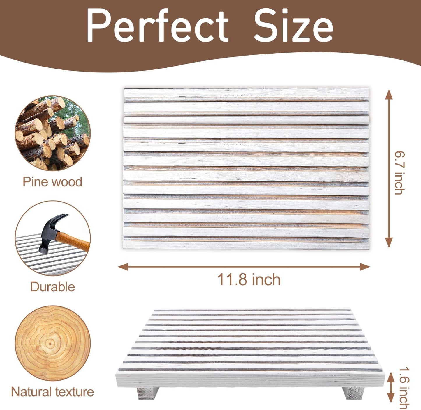 Acacia Wood Riser for Bathroom Sink Tray Kitchen Counter Decor Trays Pedestal Stand Sponge Soap Dish Holder Decorative Wooden Risers for Kitchen Sink Soap Tray Vanity Bathroom Countertop Accessories