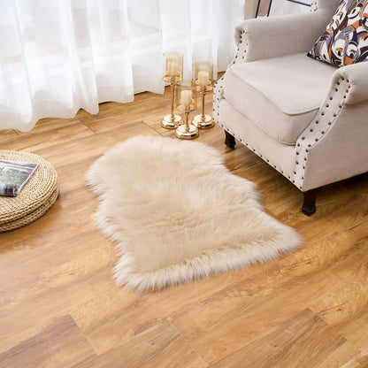 EasyJoy Ultra Soft Fluffy/Fuzzy Shaggy Area Rug Faux Fur Chair Cover Seat Pad for Bedroom Floor Sofa Living Room (2 x 6 ft Sheepskin, Beige)