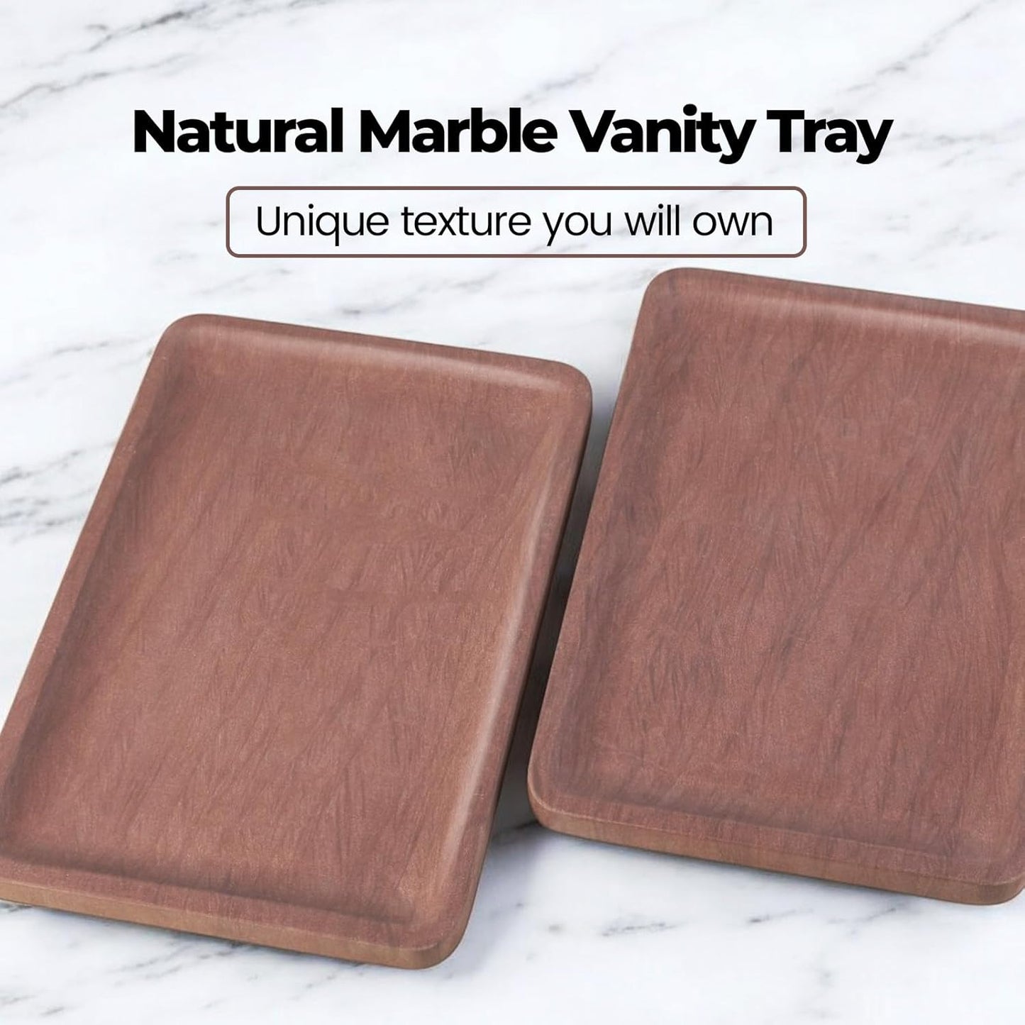 Marble Vanity Tray for Dresser Organizer, Travertine Bathroom Tray Countertop, Beige Decorative Serving Trays, Kitchen Sink Storage, Jewelry & Perfume Holder(Travertino Romano)