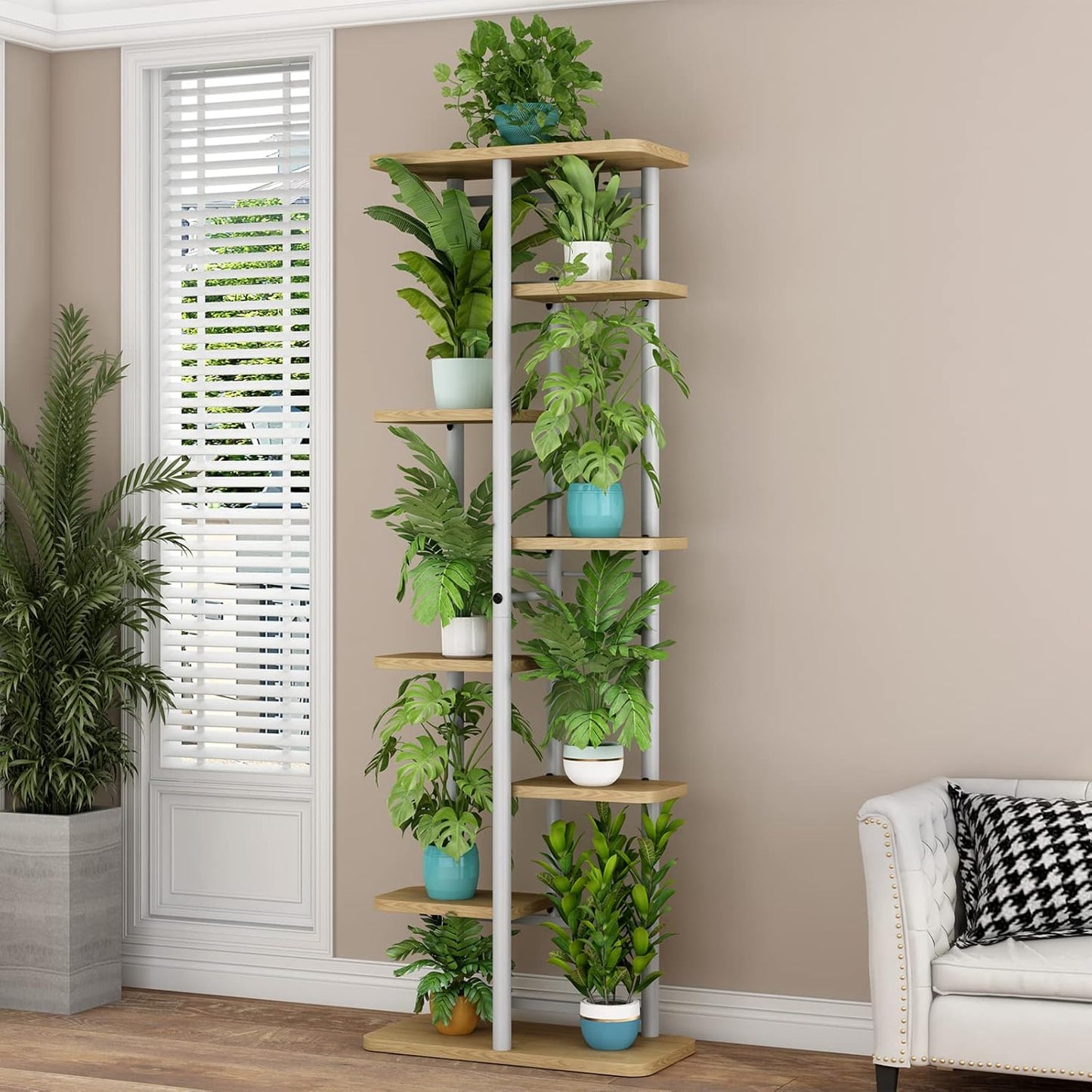 LINZINAR Plant Stand Indoor 4 Tier 5 Potted Multiple Plant Shelf Stands for Garden Corner Balcony Living Room Black