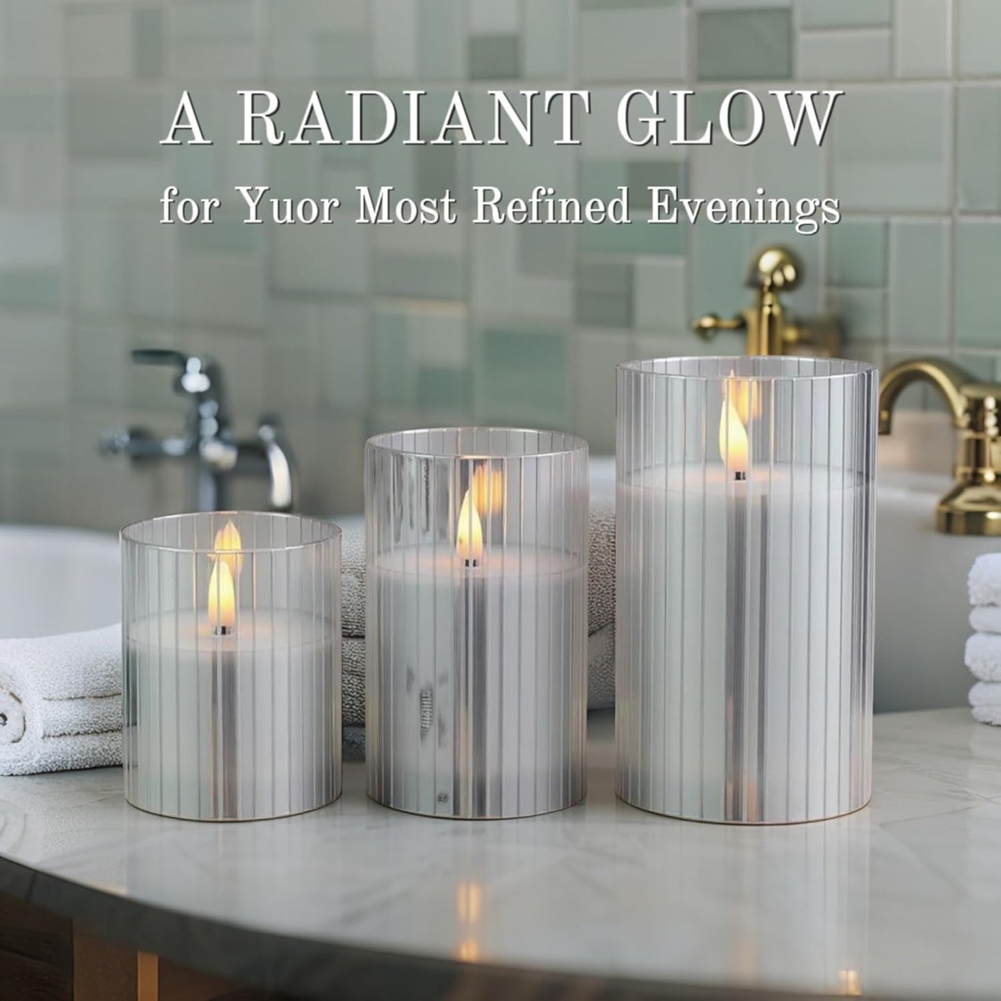 VENTA Set of 3 Warm Ivory Pillar Candles | Real Wax Battery Operated Candles with Flickering Flame | Timeless Year-Round Decor for Weddings, Mantels & Centerpieces