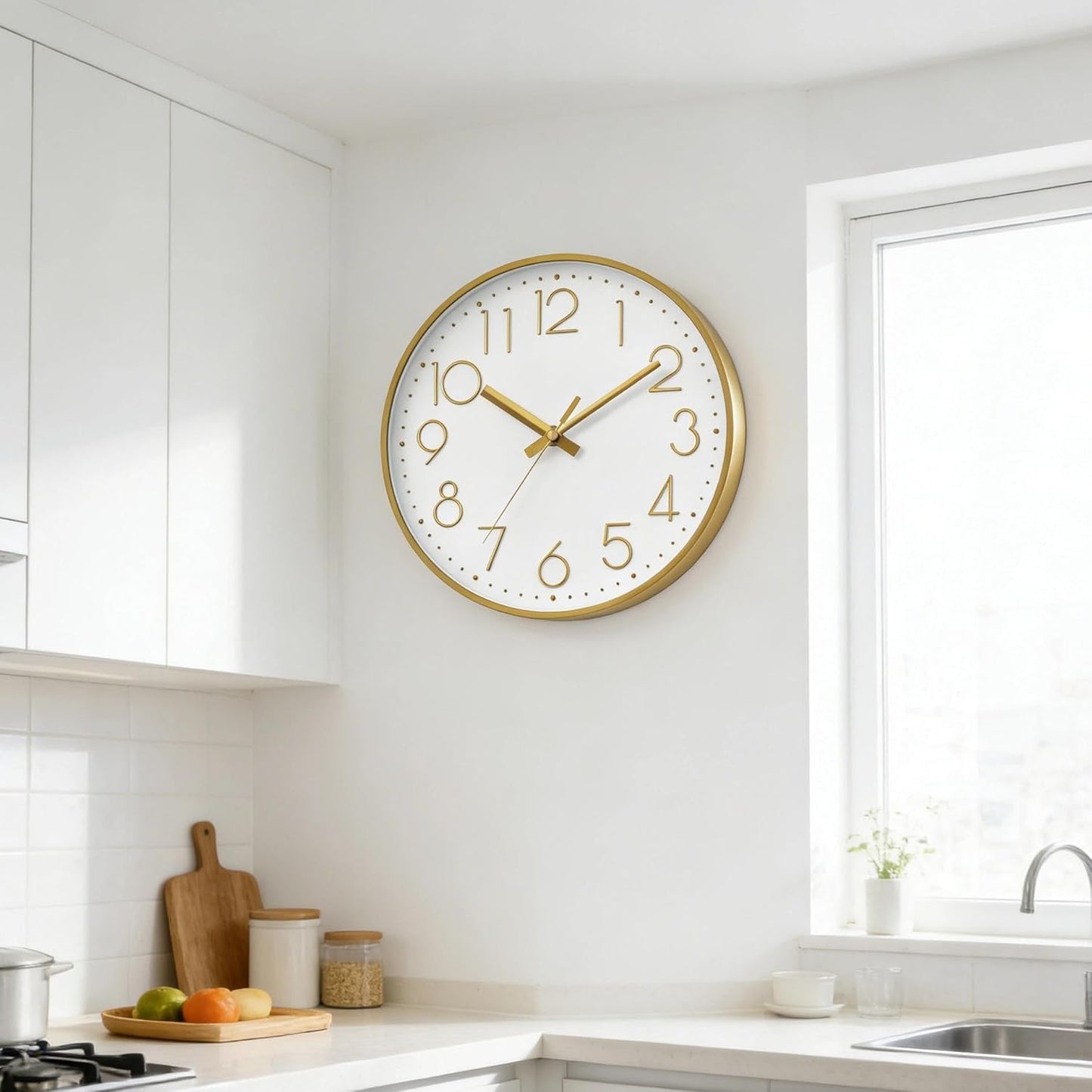 DAXSMY Wall Clock - 8 Inch Silent Non-Ticking Modern 3D Wall Clocks Battery Operated - Decorative Clock for Kitchen, Home Office, Bathroom, Bedroom(Rose Gold)