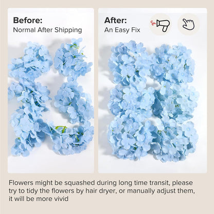 Auihiay 64 PCS Artificial Hydrangea Flowers, Silk Hydrangea Full Flowers Heads with Stems for Wedding Centerpieces, Home, Garden, Baby Shower, Party Decoration (Ivory)