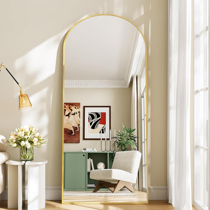 57" x 20" Arched Full Length Mirror - Wall Mounted/Floor Mirror Aluminum Alloy Frame Full Body Mirrors for Bathroom Living Room Bedroom and Entryway,Black