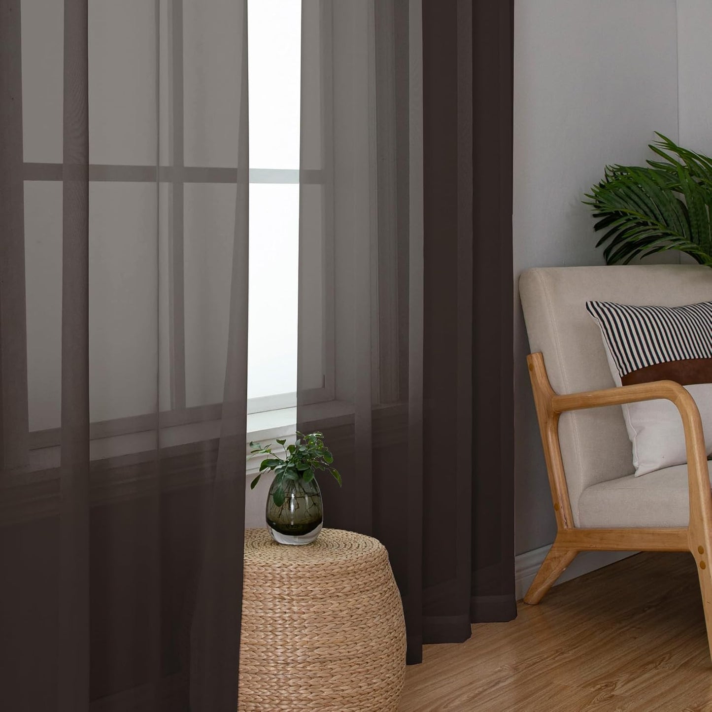 Chyhomenyc Sheer White Valances for Windows 2 Pack, Small Window Curtains for Living Room Bathroom Cafe Laundry Basement, Modern Top Dual Rod Pocket Voile Curtain, 42W x 14L inches, White - Colors B
