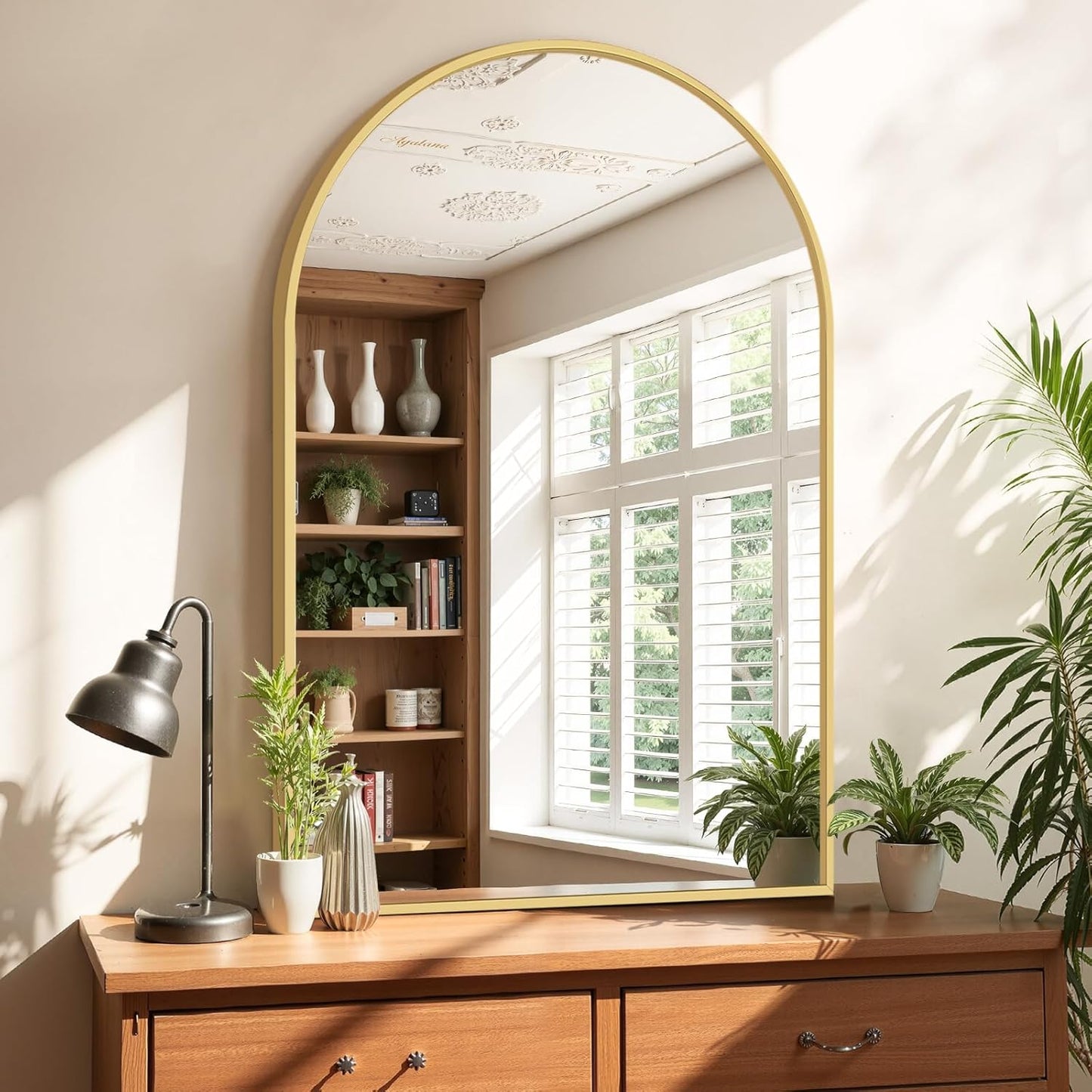 Bathroom Mirror for Wall, 24 Inch Round Mirror, Matte Black Metal Framed Circle Vanity Mirror for Bathroom Bedroom Living Room Entryway, Anti-Rust, Tempered Glass, Hanging or Leaning