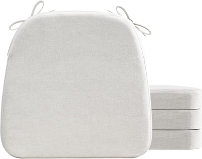 AAAAAcessories D-Shaped Chair Cushions, 2" Thick Dining Chair Pads with Ties and Removable, Machine-Washable Cover, 17" x 16", Set of 4, Oatmeal Beige - Colors A