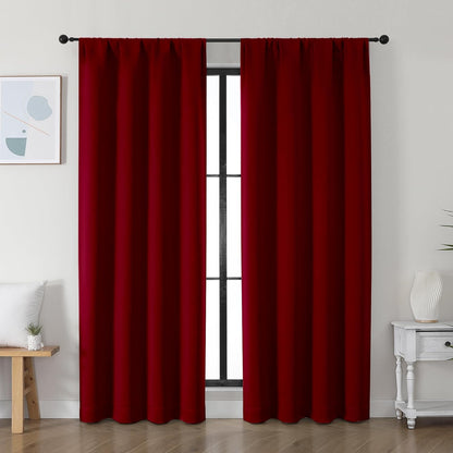Simplebrand Ava Sage Green Blackout Curtains for Bedroom 63 Inch Length 2 Panels Set, Solid Thermal Insulated Energy Saving Rod Pocket Window Treatment Curtains Blackout Drapes, W40 x L63 Inch, Sage - Colors B