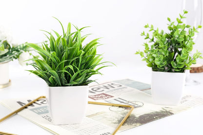 Der Rose 2 Pack Small Fake Plants Mini Artificial Potted Plants for Table Desk Home Laundry Room Bathroom Office Decor