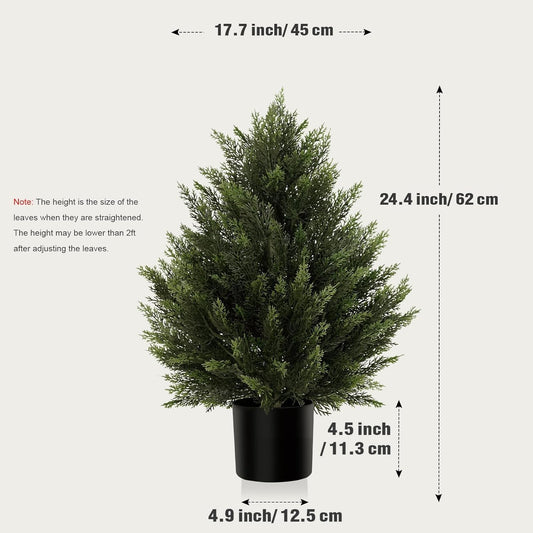 Vitalismo Artificial Topiary Cedar Trees 5FT Tall 2 Set, Outdoor Indoor Faux Pine Shrubs Plants, Realistic Fake Plants Front Porch Decor, Artificial Bushes Cypress for Home Front Door Offices