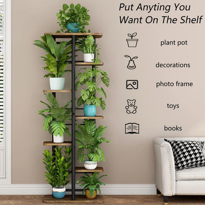 LINZINAR Plant Stand Indoor 4 Tier 5 Potted Multiple Plant Shelf Stands for Garden Corner Balcony Living Room Black