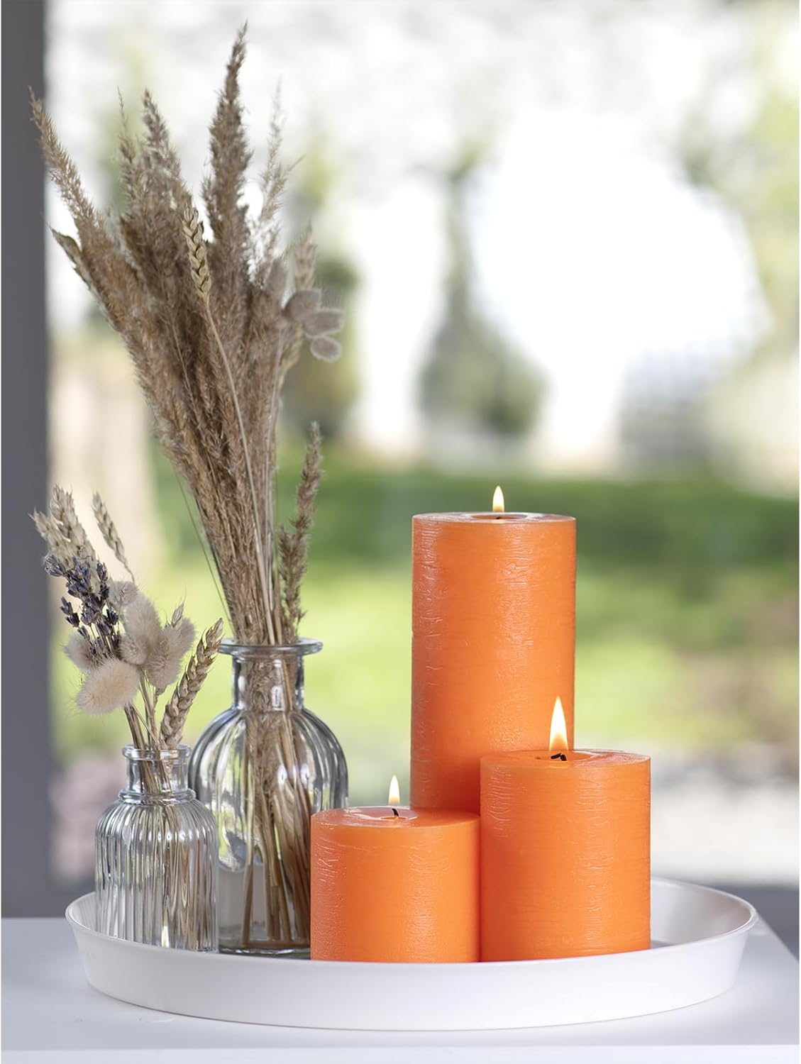 CANDWAX 3x4 inch Pillar Candles Set of 3 – Unscented Dripless Rustic Dark Blue Candles for Room Decor, Weddings, Centerpieces