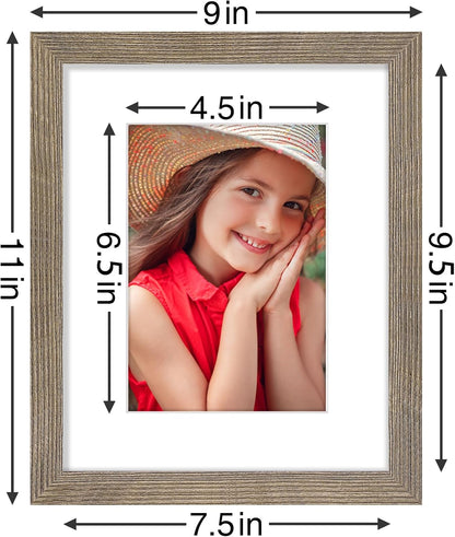 Vittanly 8x10 Picture Frames Set of 9, Shatter Resistant Plexiglass, Display 5x7 Pictures with Mat or 8x10 without Mat, Photo Frames for Wall or Tabletop, Engineered Wood, Black - Colors B