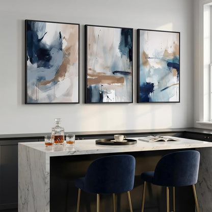 Large Framed Abstract Nature Landscape Wall Art for Living Room, Set of 3 Modern Canvas Prints Paintings Artwork for Walls, Green Lake Pictures for Hallway, Dining Room, Office Wall Decor 24x36 Inch
