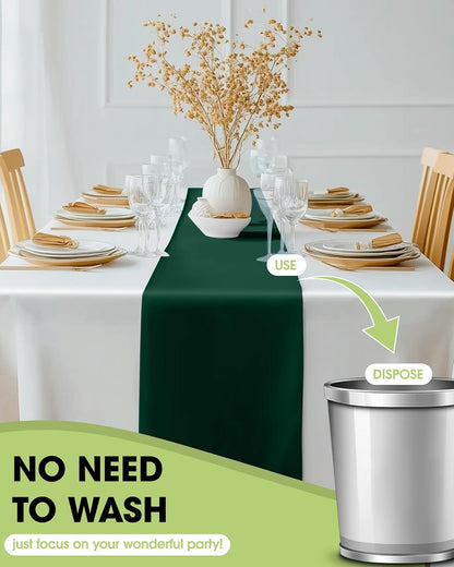 Pureegg Gold Plastic Table Runners - 10 Pack, 14'' x 108'', Water Resistant & Disposable Centerpiece Decorations for Table Cloth, Wedding, Birthday, Holiday, Baby Shower, Party, Home Decor