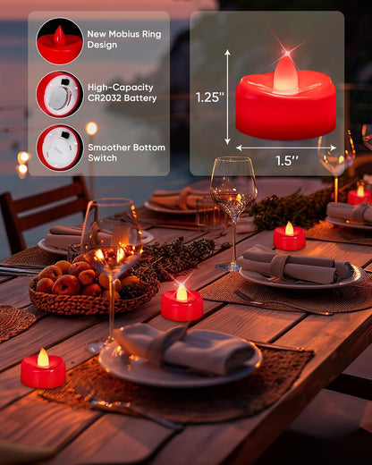 merrynights LED Candles, Tea Lights Candles Battery Operated Bulk, 50-Pack Long-Lasting 200 Hours Flameless Tealight Candles, Realistic Tea Lights for Christmas Halloween Wedding, 1.5'' D X 1.25'' H