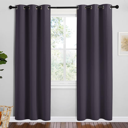 NICETOWN Halloween Pitch Black Solid Thermal Insulated Grommet Blackout Curtains/Drapes for Bedroom Window (2 Panels, 42 inches Wide by 63 inches Long, Black) - Colors D
