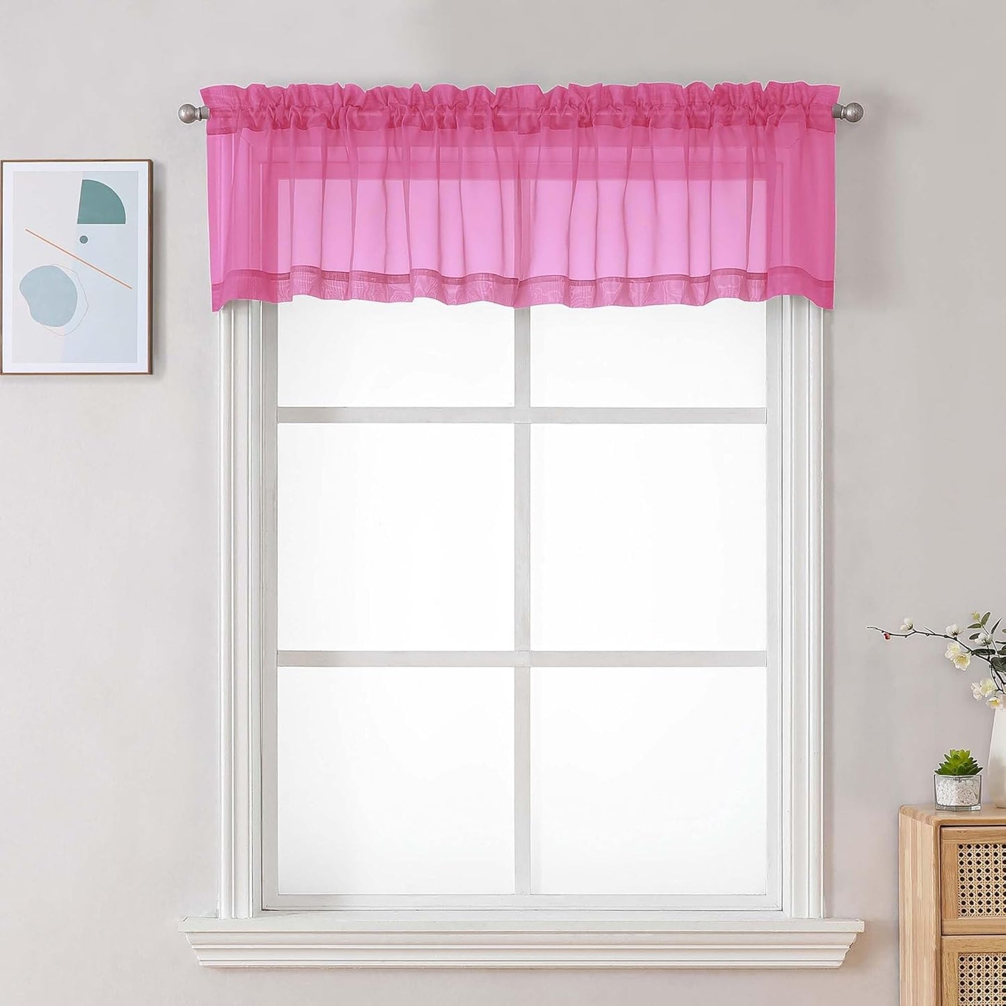 Chyhomenyc Sheer White Valances for Windows 2 Pack, Small Window Curtains for Living Room Bathroom Cafe Laundry Basement, Modern Top Dual Rod Pocket Voile Curtain, 42W x 14L inches, White - Colors A