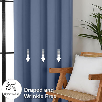 Simplebrand Ava Sage Green Blackout Curtains for Bedroom 63 Inch Length 2 Panels Set, Solid Thermal Insulated Energy Saving Rod Pocket Window Treatment Curtains Blackout Drapes, W40 x L63 Inch, Sage - Colors A