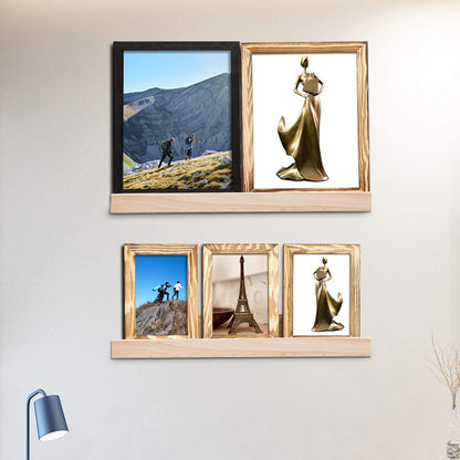 AZSKY Floating Shelves Wall Mounted Set of 2 Natural Wood Picture Shelves Wall Shelves for Bedroom Bathroom Living Room Kitchen Laundry Room Storage & Decoration 24 Inch