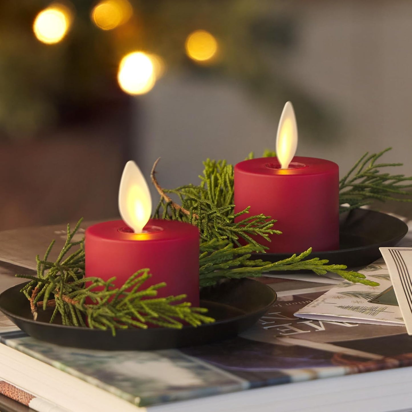 Luminara Flickering Flameless Pearl Ivory Tealights - Warm LED Light Flame Votives - Battery Operated Decor for Dining Room Table Centerpieces, Fireplace Mantel, Dinner Party, Reception - Set of 4