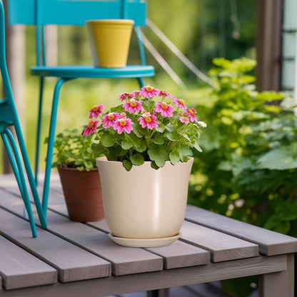 Ceramic Plant Pots - 12 Inch Pots for Plants Indoor Outdoor, Large Round Planter with Drainage Hole and Saucer, Modern Decorative Flower Pot, Home Garden Decor, House Warming Gifts, Blue